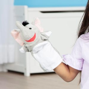 Juego de 6 marionetas de mano de <span class=keywords><strong>animales</strong></span> de felpa suave para niños pequeños, incluye elefante, Tigre, loro, jirafa, mono y cebra - Product Image 4
