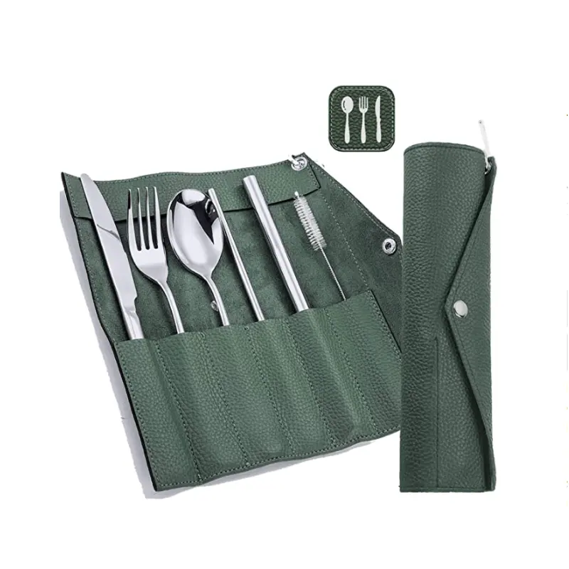 Camping Hiking Cutlery Sets Bags Pockets Organiser Spoons Forks And Knives Sets Pouches Cutlery Holders For Travel Flatware Sets