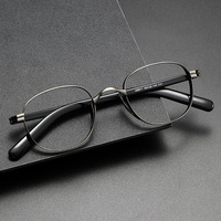 Jiojew Monture de Lunettes Optiques Rétro Rondes en Titane et Acétate, Unisexe Hommes Femmes, pour Verres de Prescription