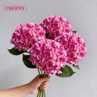 TH1543 Fleurs artificielles en soie de haute qualité, Hortensias pêche à grande tête pour la décoration de mariages et d'événements