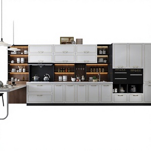 Ensemble de meubles de cuisine modulaires en or blanc luxueux, meubles de cuisine sur mesure - Product Image 4