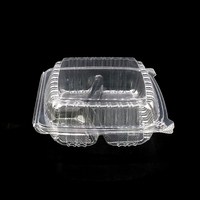 Boîte à clapet transparente en plastique jetable de haute qualité récipient alimentaire à 3 compartiments