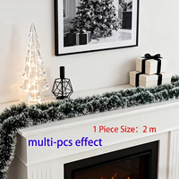 Guirlande de Noël verte et blanche en plastique, décoration festive, ficelle métallique épaisse pour porte, fenêtre, arbre, fête