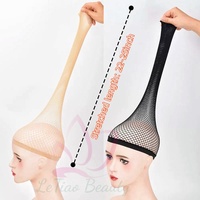 Bonnet en maille élastique extra-long super respirant pour perruque, bonnet à bord large pour femmes, très fonctionnel, en nylon, pour l'insertion de perruques