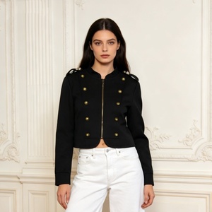 <strong>Women's</strong> <strong>Blazer</strong> Cropped Double Breasted Gold Button Casual Outerwear High Waist Cropped Jacket - Product Image 4