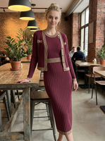 Ensemble robe et cardigan en tricot blanc élégant et moderne, ensemble en tricot 2 pièces Stealth Wealth pour femmes sophistiquées