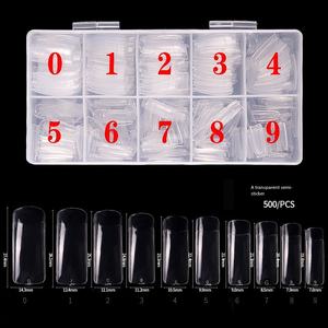 กล่อง 500 ชิ้น อะคริลิค ยูวี เจล ปลายเล็บปลอมแบบฝรั่งเศส 3 รูปทรง ทรงโลงศพ สำหรับต่อเล็บมือ  ปลายเล็บพลาสติกสำหรับทำเล็บ - Product Image 5