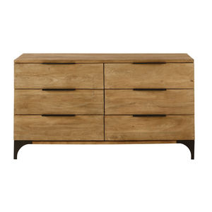 Industrial 6 Drawer Storage cabinet Dresser Organizer with Iron Legs Wood Storage Chest of Drawer for Bedroom