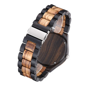 YS5580 Vintage Soul Reloj de madera <span class=keywords><strong>con</strong></span> diseño de cara de madera de cebra Acabado degradado suave Dial de puntero de movimiento de cuarzo simple - Product Image 3