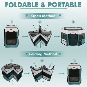 Tenda hewan peliharaan lipat portabel ruang besar, kandang anjing pagar kucing tombol jepret kandang oktagon rumah anjing untuk ruang pengiriman hewan peliharaan - Product Image 4