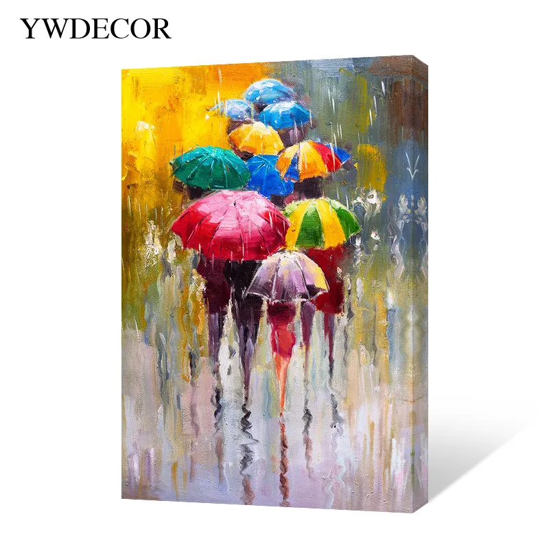 High quality handmade oil painting abstract portrait canvas art girl holding umbrella art picture for home wall decor