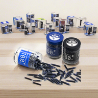 Cartouches d'encre universelles pour stylo plume, 3.4mm, rechargeables, encre bleue et noire, pour l'école et le bureau, écriture fluide et durable
