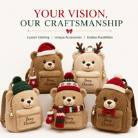 Sac à dos en peluche personnalisé Ours Père Noël, sac à dos doux en forme d'animal en peluche, sac à jouets en peluche, cadeau de Noël personnalisé, cadeau OEM ODM