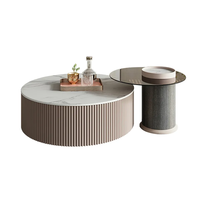 ATUNUS Ensemble de table basse ronde au design pratique et beau avec tiroir en bois Table d'appoint pour meubles d'intérieur