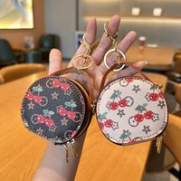 Monedero Redondo Mini con Llavero, Diseño de Cerezas, Bonito Adorno para Bolso, Cartera Pequeña, Bolso Cruzado, Novedad 2026, Venta al por Mayor.