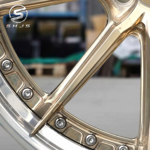 Cerchi Forgiati Scomponibili a 2 Pezzi con Razze Multiple e Bordo a Gradino, Finitura Oro Spazzolato 6061-T6 per Porsche Ferrari Supercar - Product Image 5