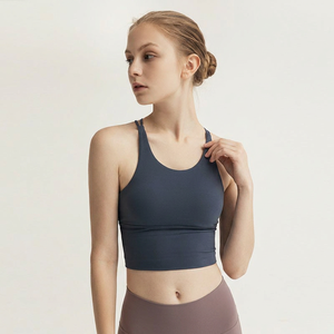 Women Criss Cross Multi Strap Cutout <b>Back</b> Sports Bra Padded Slim Fit Yoga Crop Tank <b>Top</b> <b>Low</b> Support Pilates Workout Vest OEM ODM - Product Image 4