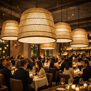 Luminaire suspendu hawaïen exquis et vibrant en bambou tressé <span class=keywords><strong>à</strong></span> la main avec abat-jour en diamant pour l'éclat de l'îlot de cuisine - Product Image 6