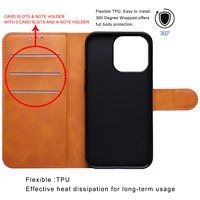 Étui portefeuille en cuir pour iPhone 15, étui de téléphone en cuir, portefeuille en cuir Floveme Business, étui de téléphone en cuir PU pour iPhone 15