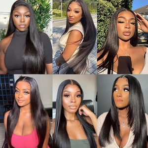 Brazilian Virgin Remy Hair Extensions <strong>4</strong> Straight Lace <strong>Bundles</strong> Double Weft Natural black for Deep Variety Styles-Factory <strong>Direct</strong>
