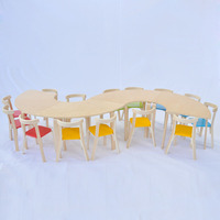 Nouvel ensemble de bureau et chaise en bois massif pour enfants, table de maternelle, échantillon gratuit, table en carton durable et moderne pour enfants, 10 pièces