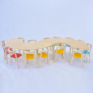 Nuovo Set <span class=keywords><strong>Scrivania</strong></span> e Sedia per Bambini in Legno Massello, Tavolo per Asilo, Campione Gratuito, Tavolo in Cartone Durevole e Moderno per Bambini, 10 Pezzi - Product Image 5