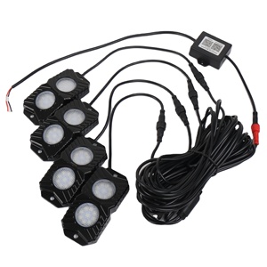 <span class=keywords><strong>Kit</strong></span> d'éclairage néon tout-terrain entièrement en aluminium multicolore App Control Underglow 4 Pods RGBW LED Rock Lights pour Jeep RZR X3 Offroad - Product Image 1