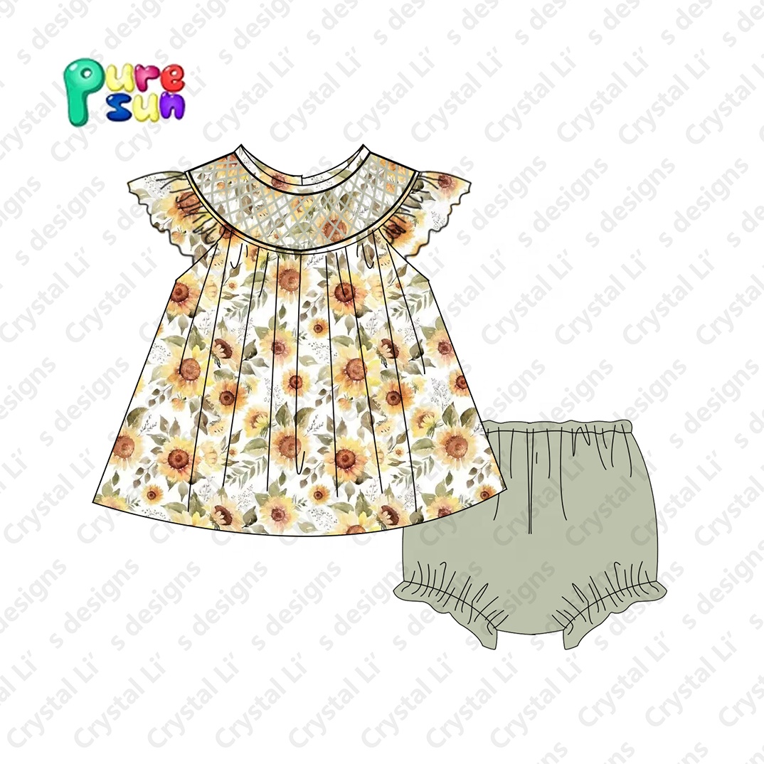 2023 новый дизайн, детская одежда с принтом подсолнуха, осенняя одежда с низким минимумом для маленьких девочек, одежда для осени