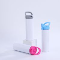 Bouteille isotherme personnalisée en acier inoxydable de 20 oz, à double paroi sous vide, vierge pour sublimation, avec paille et poignée
