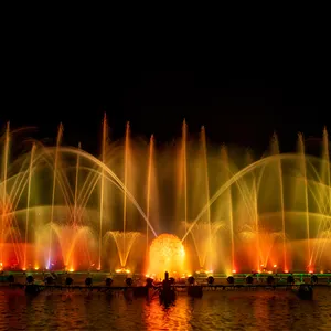 Fontaine d'eau de musique de jardin à haute pression grand projet de fontaine dansante musicale Led pour spectacle aquatique de fontaine de parc