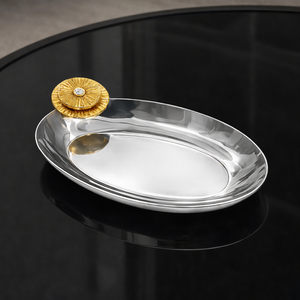 Plato ovalado de acero inoxidable de la mejor calidad para servir, ideal para hoteles de lujo, plato ovalado antiguo de acero inoxidable. - Product Image 2