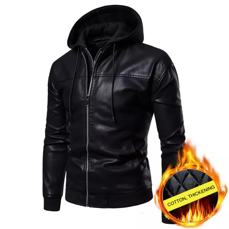 Factory Direct High Quality Plus Size Zipper Leather Jacket For men leather coats