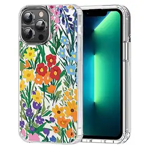 Cute Style Transparent Floral Flower Painting Pattern Soft Slim Silicone Back Cover Phone Case For Iphone15 14 13 Promax 12 11