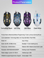 Accessoires informatiques souris de jeu filaire USB RGB touches muettes souris de jeu pondérée par le bas ergonomique 7600DPI pour bureau