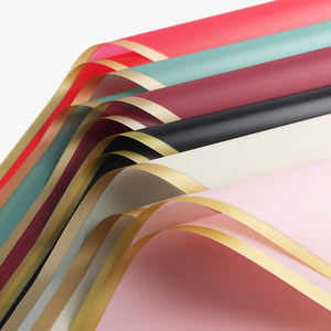 Altın sınır PVC doku kağıt su geçirmez jöle Film çiçek sentetik Wrap gravür baskı uyumlu çay hediye ambalaj kağıdı - Product Image 5