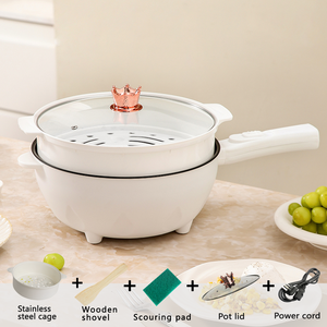 Grande capacité 4L, casserole antiadhésive avec couvercle en verre trempé et cuiseur vapeur pour usage domestique et extérieur, marmite électrique - Product Image 2