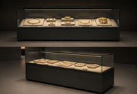 Vitrine de présentation de bijoux pour musée, table vitrine pour ornements en or, colliers, éclairage LED, capot en verre verrouillable