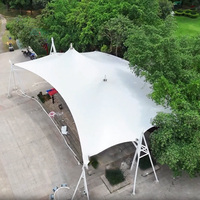 Pavillons et tentes architecturales en membrane PVDF pour extérieur, structure de toit en tissu tendu pour parcs, hôtels et piscines - Vente en gros