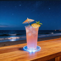 Sous-verres LED antidérapants en acrylique alimentés par piles, sous-verres lumineux antidérapants pour bouteilles de whisky, bière, vin, décoration de bar, boîte de nuit
