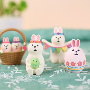 <b>Easter</b> Egg Bunny Resin <b>Ornament</b> Set Handmade Decor For Indoor Spring <b>Easter</b> Decoration - Product Image 3
