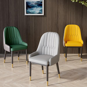 Chaises de salle à manger modernes et simples, rembourrées, style nordique, en cuir PU, pour la maison et les restaurants - Product Image 5