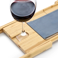 Plateau de bain pliable en bambou à double niveau extensible, porte-verre à vin, support pour tablette, porte-serviette, plateau de bain écologique