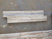 Revêtement mural en pierre de travertin naturel empilée, pierre de culture beige, pour façade extérieure de villa