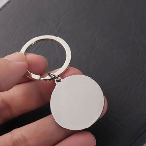 Llavero Redondo de Metal Dorado, Placa de Identificación para Perro, Grabado con Código QR, Llavero Promocional de Acero Inoxidable - Product Image 3