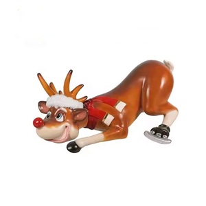 Estatua de ciervo de Navidad personalizada de Reno de dibujos animados de fibra de vidrio de tamaño real para centro comercial, edificio de Hotel, decoración de vacaciones - Product Image 4