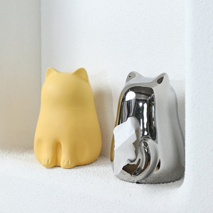 Porta Fazzoletti in Porcellana Bianca a Forma di Gatto, Moderno <span class=keywords><strong>e</strong></span> Minimalista, Decorazione Creativa per Soggiorno <span class=keywords><strong>e</strong></span> Scrivania - Product Image 2