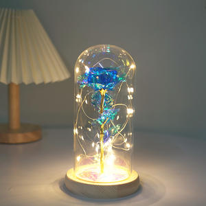 AF4201 Amazo 24k or Rose galaxie fleur Rose en dôme <span class=keywords><strong>de</strong></span> verre avec lumière LED boîte-cadeau pour saint-valentin fête des mères cadeau - Product Image 6