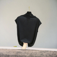 T-shirt en jersey modal respirant à col montant et manches courtes pour femme, coupe ajustée, décontracté, été