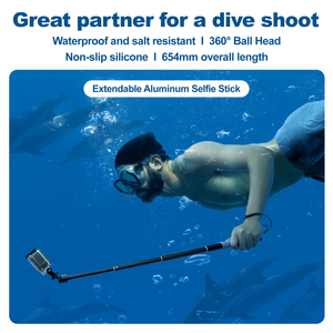 Asta Selfie Impermeabile in Lega di Alluminio Compatibile con Testa a Sfera e Asta in Lega di Alluminio per Fotocamere d'Azione, Asta di Prolunga Panoramica - Product Image 2