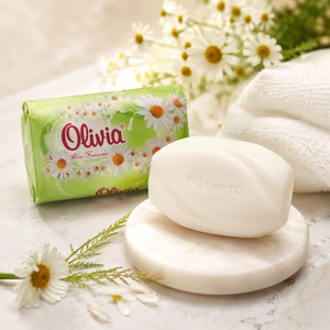 Chamomile Scented Moisturizing Bar <b>Soap</b> with Glycerin Lanolin and Vitamins A and E for Hand and Body Care 90 g Olivia - Product Image 1